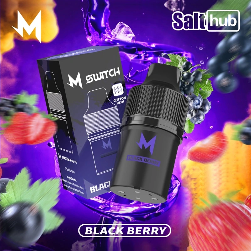 m switch pod black berry flavored e-liquid cartridge
