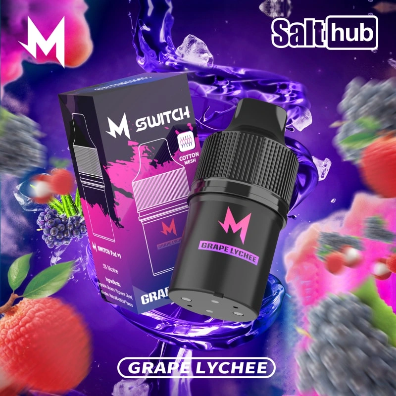 m switch pod grape lychee flavored e-liquid cartridge