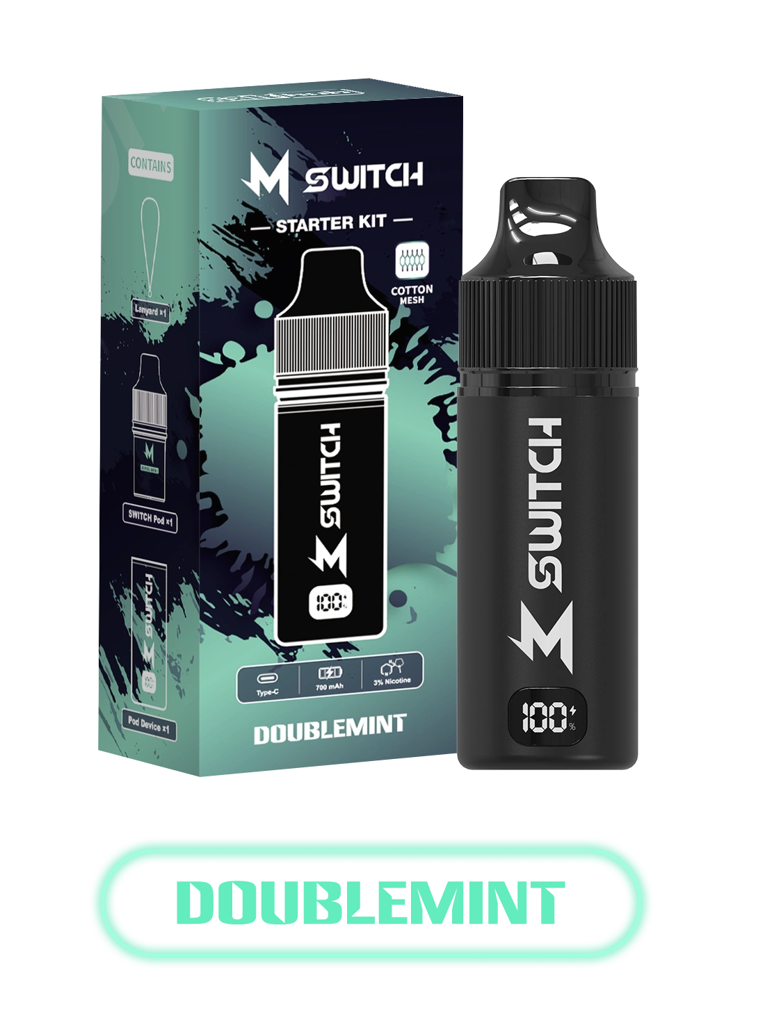 m switch with doublemint flavored e-liquid