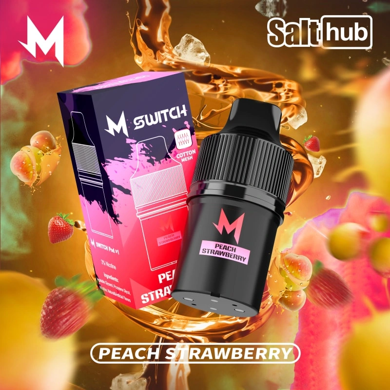 m switch pod peach strawberry flavored e-liquid cartridge