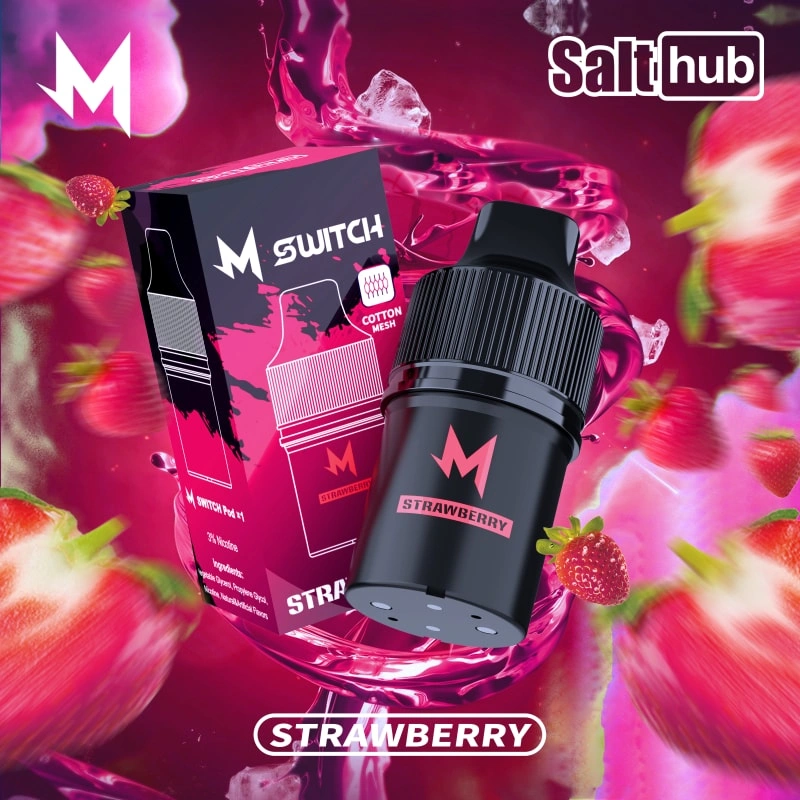m switch pod strawberry flavored e-liquid cartridge